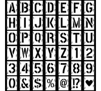 Fyihoxi 42 Pezzi Stencil Lettere Alfabeto e Numeri, 1 pollice/2,5cm Stencil con Lettere e Numeri, Stencil per Lettere Riutilizzabili per Scrapbooking Diario e Progetti Artistici