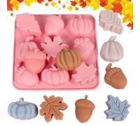FYJCXCMP Autunno Stampo in Silicone Cioccolato, 3D Halloween Ringraziamento Muffa della Caramella Autunno Maple Leaf Zucca Stampo per La Cottura al Cioccolato Dessert Cupcake Top Hat Decorazione