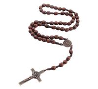 FYJCXCMP collana croce uomo, Collana Di Legno Rosario Collana Croce Cattolica, Per i Cristiani Cattolici Comunione Religiosa, Battesimo, Messa, Bibbia
