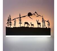 FYLARY Applique Montagna Lampada con Animali da Muro Lampada Parete Interno Vintage Lampada Cervo da Parete, 12W (Cervo C)