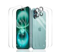 Fylnatc 2 x Pellicola Protettiva per iPhone 16 + 2 x Pellicola Fotocamera + 2 x Back Vetro Temperato Film, Screen Protector, Pellicola Protezione, HD Chiaro, Durezza 9H, Anti Graffio, Senza Bolle