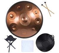 FYLZW Hand-Pan Drum 9 10 12 Note 22 Pollici Tamburo a Lingua d'Acciaio con Borsa Morbida, 440HZ in Re Minore, Percussioni Armoniche per La Guarigione del Suono, Meditazione Personale