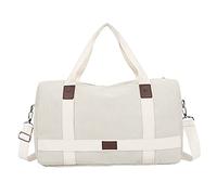 Fymlok Borsa Sportiva Borsa da viaggio in tela di grandi dimensioni Borse per la borsa uomo fuori dal sacchetto fitness Breve sportiva(White)