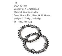 Fymlok Coronas per Bicicletta,Coronas Stretta e Larga Corona Stretta e Larga 104 BCD con bulloni 32/34/36/38T Corona MTB Rotonda Coroa 104bcd 38 36 Denti(38T,Red)