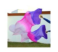 Fymlok Fan Veils Danza del Ventre 1 Paio di veli da Danza del Ventre in Vera Seta, a ventaglio in bambù Dimensioni Classiche, Accessori for spettacoli(Color 7,3XL-280x90Real Silk)