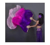 Fymlok Fan Veils Danza del Ventre 1 Paio (Sinistra + Destra) di Velo for Danza del Ventre in Vera Seta,8 m, ventaglio in bambù for Bambini e Donne(As picture-15,180cmX90cm)