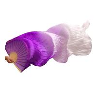 Fymlok Fan Veils Danza del Ventre 2 Pezzi 150 cm di Lunghezza Ms. Ventaglio da Danza del Ventre con sfumatura Colore, Velo Lungo in Seta e bambù for Ballerine(FS42-1pcs)