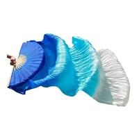 Fymlok Fan Veils Danza del Ventre 2 Pezzi 150 cm di Lunghezza Ms. Ventaglio da Danza del Ventre con sfumatura Colore, Velo Lungo in Seta e bambù for Ballerine(FS050412-1pcs)