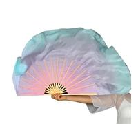 Fymlok Fan Veils Danza del Ventre Velo da ventaglio di Danza del Ventre in Vera Seta a Due Strati, Colore a Corto, sfumatura Leggera(36cm 20cm)