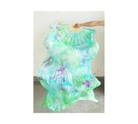 Fymlok Fan Veils Danza del Ventre Ventagli di Seta for Danza del Ventre in Vera 1 Paio ventagli Lunghi in Tinta a Mano for Veli for(Color 7,2.1x0.9M)