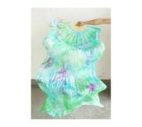 Fymlok Fan Veils Danza del Ventre Ventagli di Seta for Danza del Ventre in Vera Tinta a Mano, 1 Paio ventagli Lunghi for in a, veli for(Color 7,1.2x0.9M)