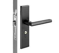 Fymlok Set di Pomelli per Porta Maniglia silenziosa for interni, serratura antifurto, maniglia porta in acciaio inossidabile, del bagno con e chiave(Black)