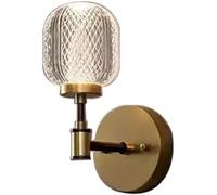 FYMLP 2 Pack Bedside Wall Lamps Nordic Retro Brushed Brass Wall Sconceswith Glass Shade 3 Color Dimming Wall Light for Bathroom Mirror Hallway(1PACK)