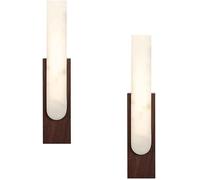 FYMLP 3 Color Dimming Wall Lamps Modern Simple Imitation Marble Wall Sconce Vintage Iron Wall Mount Lights for Bathroom Living Room Hallway(2PACK)