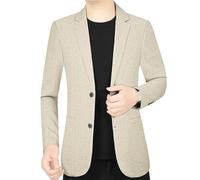 FYMLP Beige Slim Fit Blazers for Men Two Button Casual Sport Coat Lightweight Comfortable Stylish Suit Jacket for Office(XXL)