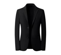 FYMLP Men Black Two Button Blazers Lightweight Summer Sport Coat Breathable Slim Fit Suit Jacket for Office(XL)