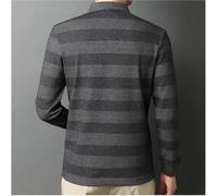 FYMLP Men Casual Turn Down Collar Polo Shirt Spring Long Sleeve Breathable Striped Top(Sky Blue,XXL)