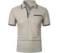 FYMLP Mens Black Lightweight Golf Polo Shirt Summer Breathable Beach Vacation Short Sleeve(Light Gray,M)
