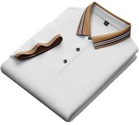 FYMLP Men's Breathable Golf Workout Polo Shirt Classic Black Lightweight Casual Lapel Top(White,M)