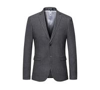 FYMLP Mens British Style Striped Suit Coat Gray Slim Fit Single Breasted Wedding Blazers Formal Business Social Suit(5XL)