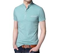 FYMLP Mens Classic Black Button Polo Shirt Summer Casual Comfort Breathable Moisture Wicking Golf Top(Green,XXL)
