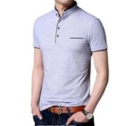 FYMLP Mens Classic Black Button Polo Shirt Summer Casual Comfort Breathable Moisture Wicking Golf Top(Purple,5XL)