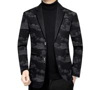 FYMLP Men's Elegant Print Blazers Slim Fit Business Leisure Suit Jacket Stylish Gentleman Formal Activity Coat(Grey,4XL)