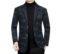 FYMLP Men's Elegant Print Blazers Slim Fit Business Leisure Suit Jacket Stylish Gentleman Formal Activity Coat(Blue,4XL)