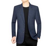FYMLP Mens Luxury Blue Blazers Two Button Formal Suit Jacket Classic Lapel Long Sleeve Business Casual Suit Coat(XXL)