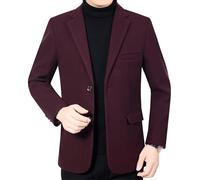 FYMLP Mens Red Vintage Blazers Classic Two Button Casual Suit Jackets Fashionable Notched Lapel Suit Coat(L)