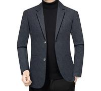 FYMLP Men's Simple Blue Slim Fit Blazers Autumn Comfortable Work Suit Coat Retro Stylish Formal Business Suit Jacket(XXL)