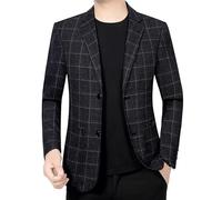 FYMLP Men's Slim Fit Blazers Two Button Lightweight Suit Jacket Black Stylish Business Social Sports Coat for Office(3XL)