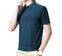 FYMLP Mens Summer Golf Polo Short Sleeve Shirt Summer Lapel Breathable Beach Vacation Wear(Chrome,XXL)