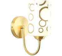 FYMLP Mid Century Bedside Wall Sconces Modern Cylindrical Glass Shade Wall Light Gold Brass Hardwired Wall Lamps for Bathroom Living Room Hallway(10cm)