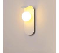 FYMLP Modern Minimalist Wall Light Bedroom Bedside Wall Sconces Industrial Iron Wall Lamps with White Glass Shade for Living Room Hallway Foyer(White)