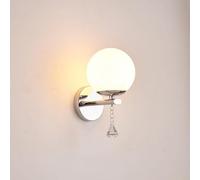 FYMLP Modern Simple Vanity Wall Lamps White Globe Glass Shade Wall Sconces Silver Iron Hardwired Wall Light for Hallway Bedroom Bedside Living Room(13cm)