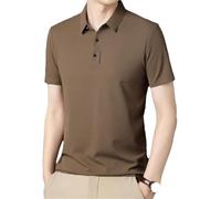 FYMLP Moisture Quick Dry Golf Polo Shirt Summer Mens Black Lightweight Athletic T Shirt(Khaki 163,L)