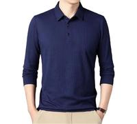 FYMLP Moisture Wicking Polo Shirt Mens Lightweight Long Sleeve Business Work Breathable Golf Top(Navy Blue,XL)