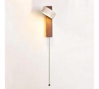 FYMLP Nordic Rustic Vintage Warm Light Wall Sconces 180 Rotatable Yellow Travertine Wall Lamps Modern Wooden Wall Light with Pull Chain for Bedside Reading(Walnut)