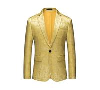 FYMLP slim fit alla da uomo in stile coreano, giacca sportiva con un bottone, giacca classica formale con risvolto for cena e ballo di fine anno(Amarillo,L)