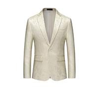 FYMLP slim fit alla da uomo in stile coreano, giacca sportiva con un bottone, giacca classica formale con risvolto for cena e ballo di fine anno(Beige,M)