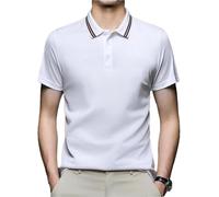 FYMLP Summer Breathable Mens Polo Shirt Classic Lapel Collar T Shirt for Business Days(White,4XL)