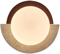 FYMLP Vintage Wood Wall Sconces Japanese Style Yellow Travertine Wall Light with Glass Shade Warm Light 3000K Wall Lamps for Living Room Hallway Staircase