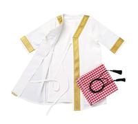 FYMNSI Abbigliamento musulmano per bambini, caftano, vestito da preghiera per neonati, cardigan islamico, abito Jubba Thobe con bandana, set da 3 pezzi, bianco, 6-12 Mesi