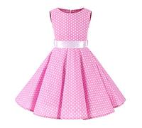 FYMNSI Abito vintage vintage anni '50, rockabilly, a pois, per feste di compleanno, linea ad A, fiori, stile retrò, da cocktail, lunghezza al ginocchio, stile anni '50, Colore: rosa., 5-6 Anni