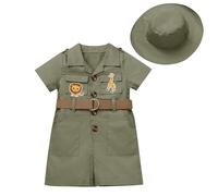 FYMNSI Costume da zoo per bambini e bambine, con cappello, verde militare, 2-3 Jahre