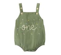 FYMNSI Tutina in velluto a coste per il primo compleanno, per bambine e ragazzi, pagliaccetto con bottoni e cinturino monopezzo, Verde militare, 12-18 Months