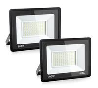 Fynokst 100W Faretto LED da Esterno, 10800LM Sovrilluminante Faro LED Esterno, 6000K Luce Bianca Fredda, IP66 Waterpoof Faretti per Giardino, Garage, Campo sportivo, 2 Pezzi
