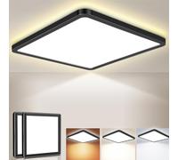 Fynokst Plafoniera LED Soffitto 23 CM 18 W 1800 LM IP54 Nero Confezione 2 | 3000K/4000K/6500K Lampada da Soffitto bagno Quadrata per Camera da Letto Cucina Soggiorno Bagno Sala da Pranzo Corridoio