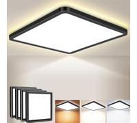 Fynokst Plafoniera LED Soffitto 23 CM 18 W 1800 LM IP54 Nero Confezione 4 | 3000K/4000K/6500K Lampada da Soffitto bagno Quadrata per Camera da Letto Cucina Soggiorno Bagno Sala da Pranzo Corridoio